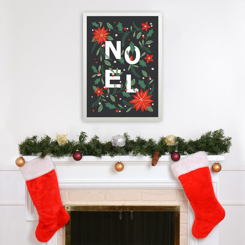 Noel Christmas Art Print by Kookiepixel A2 Oak Frame