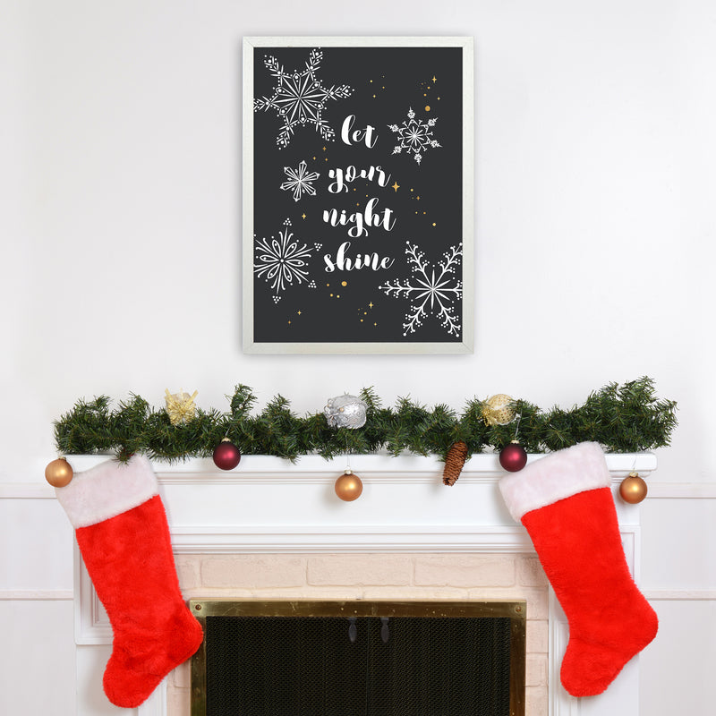 Shine Christmas Art Print by Kookiepixel A2 Oak Frame