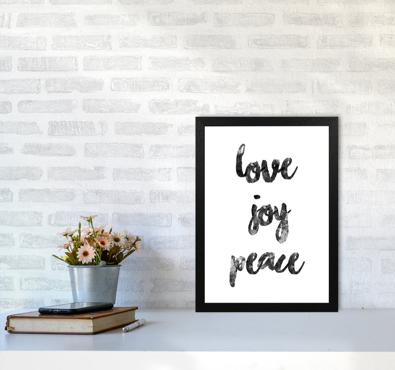 Love Joy Peace Quote Art Print by Kookiepixel A3 White Frame