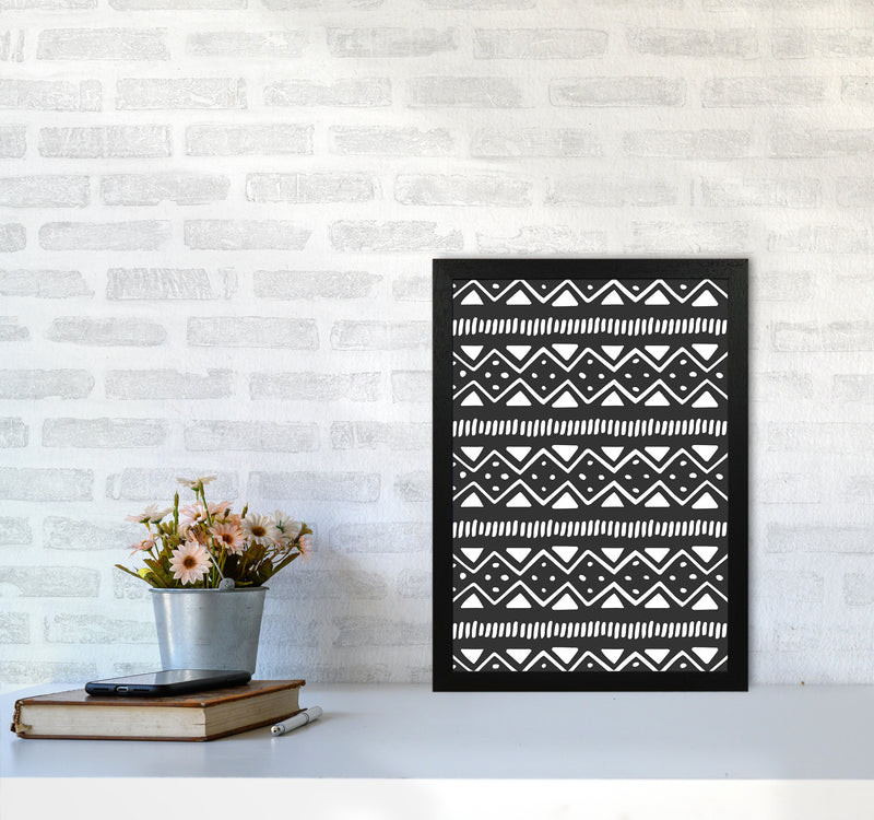 Tribal Pattern Abstract Art Print by Kookiepixel A3 White Frame
