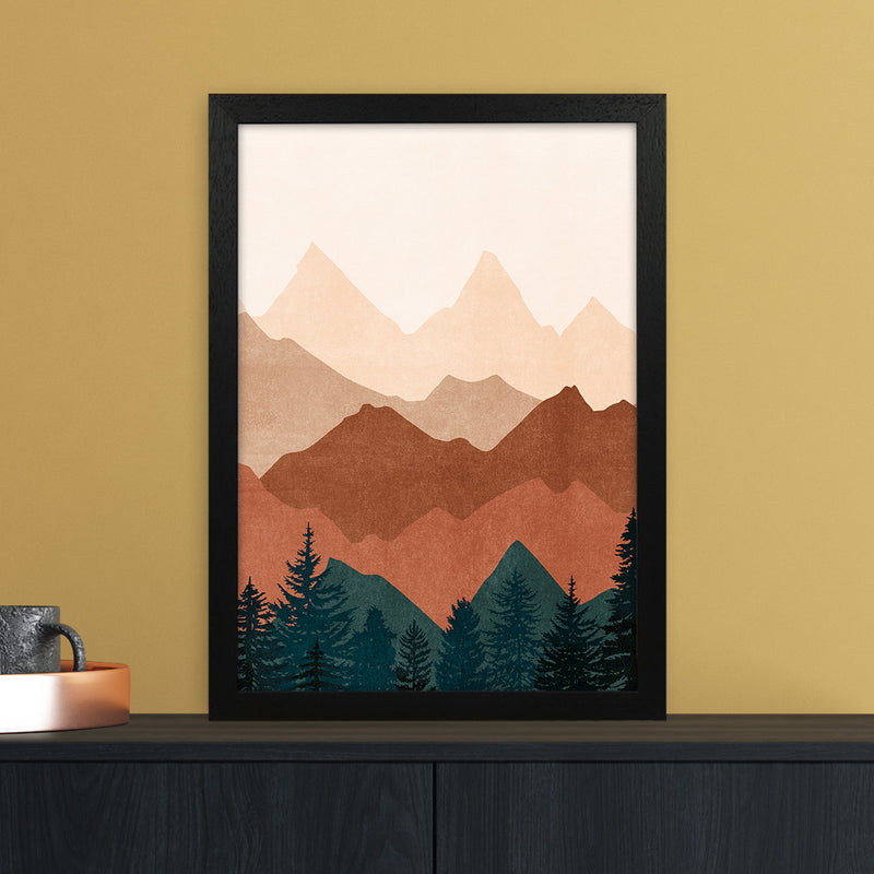 Sunset Peaks No 1 Landscape Art Print by Kookiepixel A3 White Frame