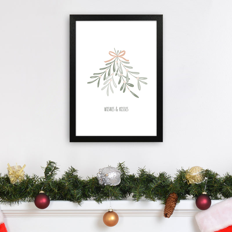 Wishes and kisses Christmas Art Print by Kookiepixel A3 White Frame