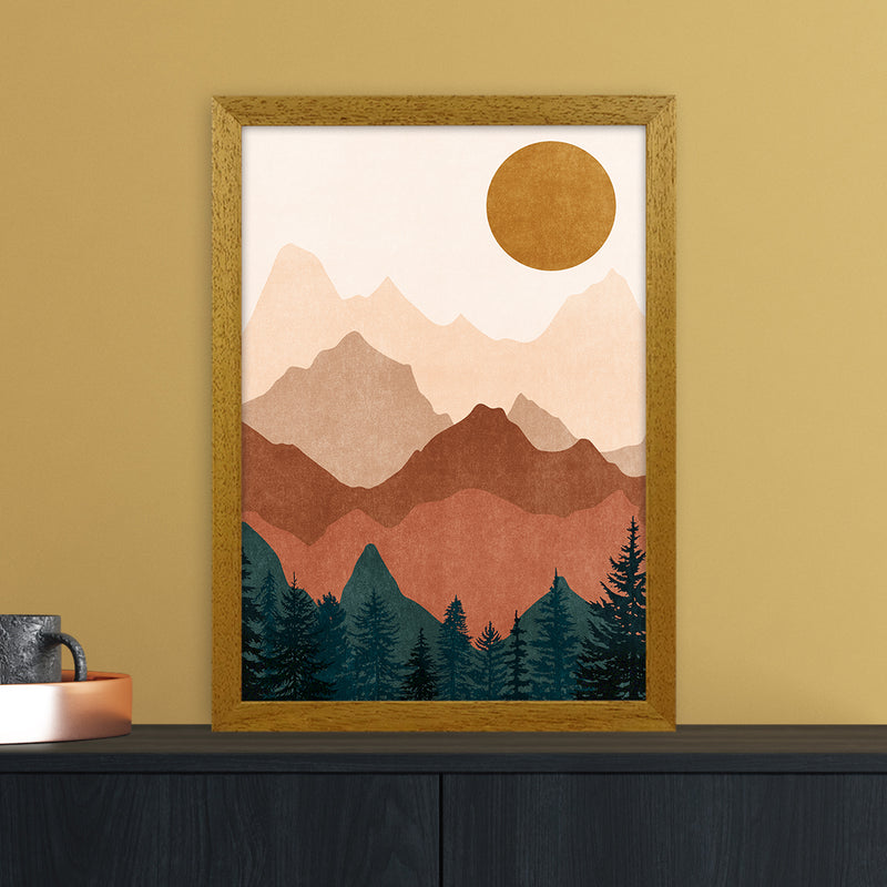 Sunset Peaks No 2 A3 Oak Frame