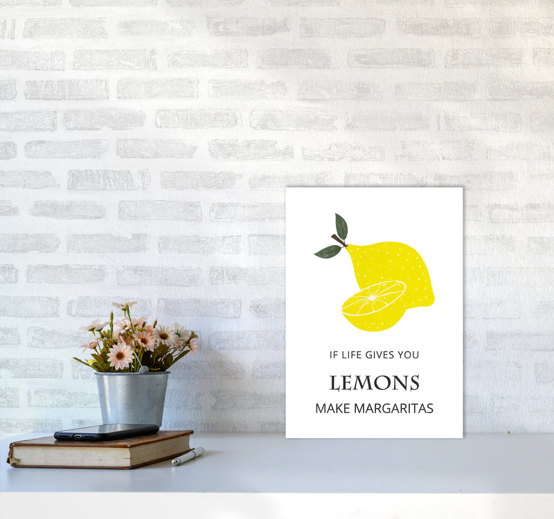 Lemons Make Margaritas Kitchen Art Print by Kookiepixel A3 Black Frame