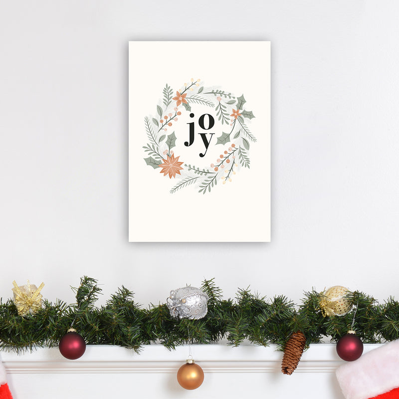 Joy Christmas wreath Christmas Art Print by Kookiepixel A3 Black Frame