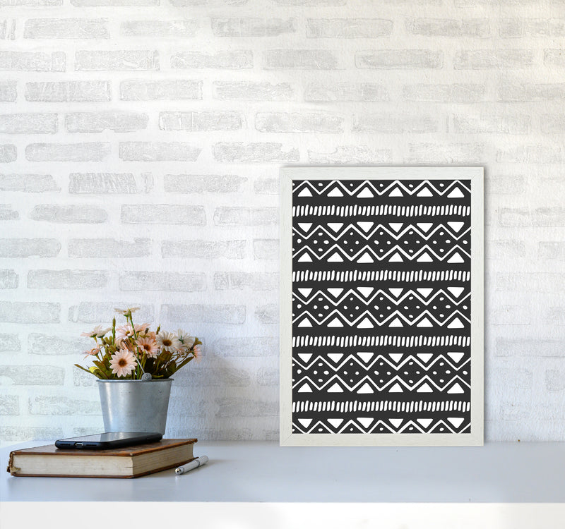 Tribal Pattern Abstract Art Print by Kookiepixel A3 Oak Frame