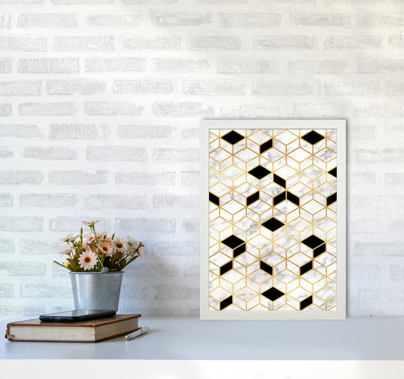 Marble Cubes Geometric Art Print by Kookiepixel A3 Oak Frame