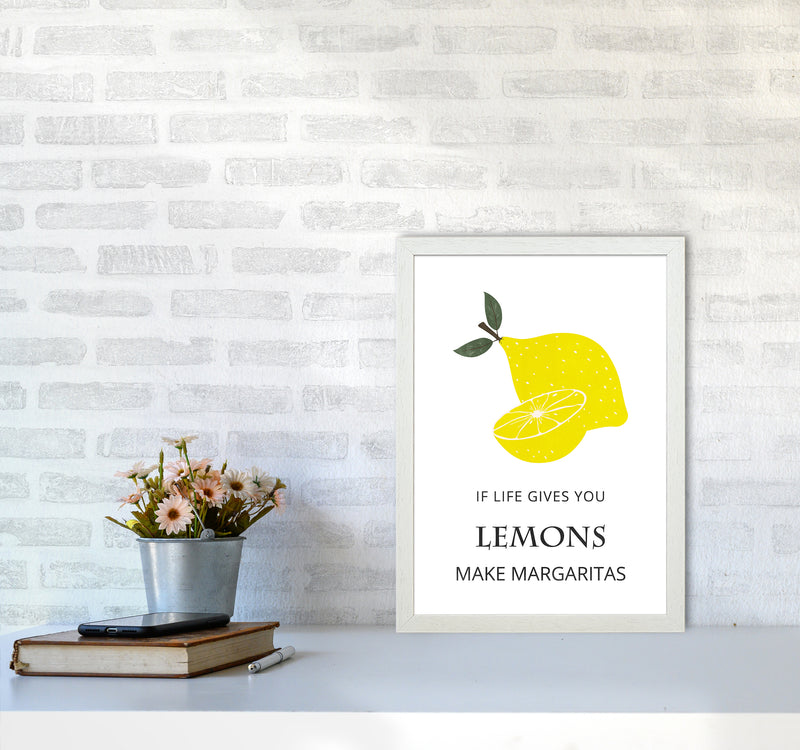 Lemons Make Margaritas Kitchen Art Print by Kookiepixel A3 Oak Frame