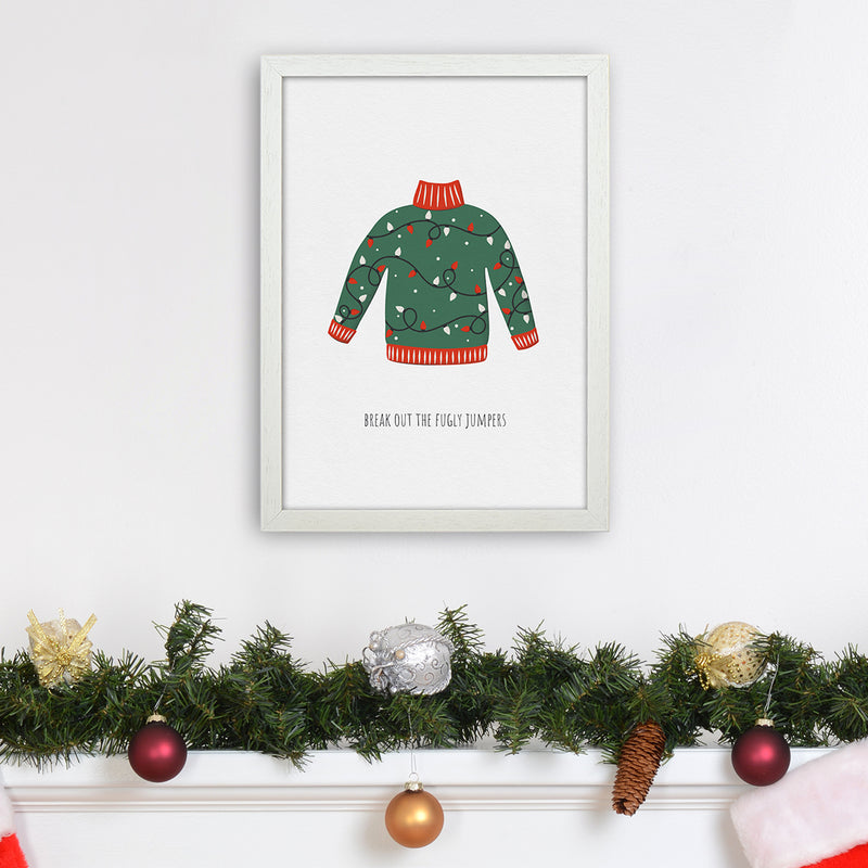 Fugly Jumpers Christmas Art Print by Kookiepixel A3 Oak Frame