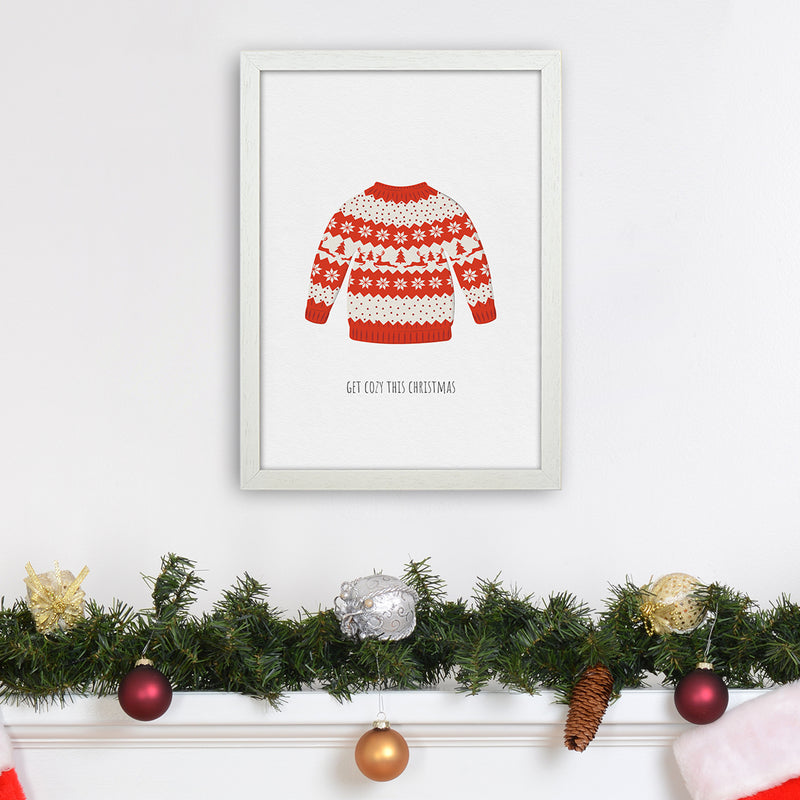 Get cozy Christmas Art Print by Kookiepixel A3 Oak Frame