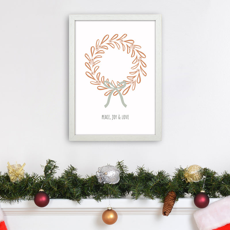 Peace joy love Christmas Art Print by Kookiepixel A3 Oak Frame