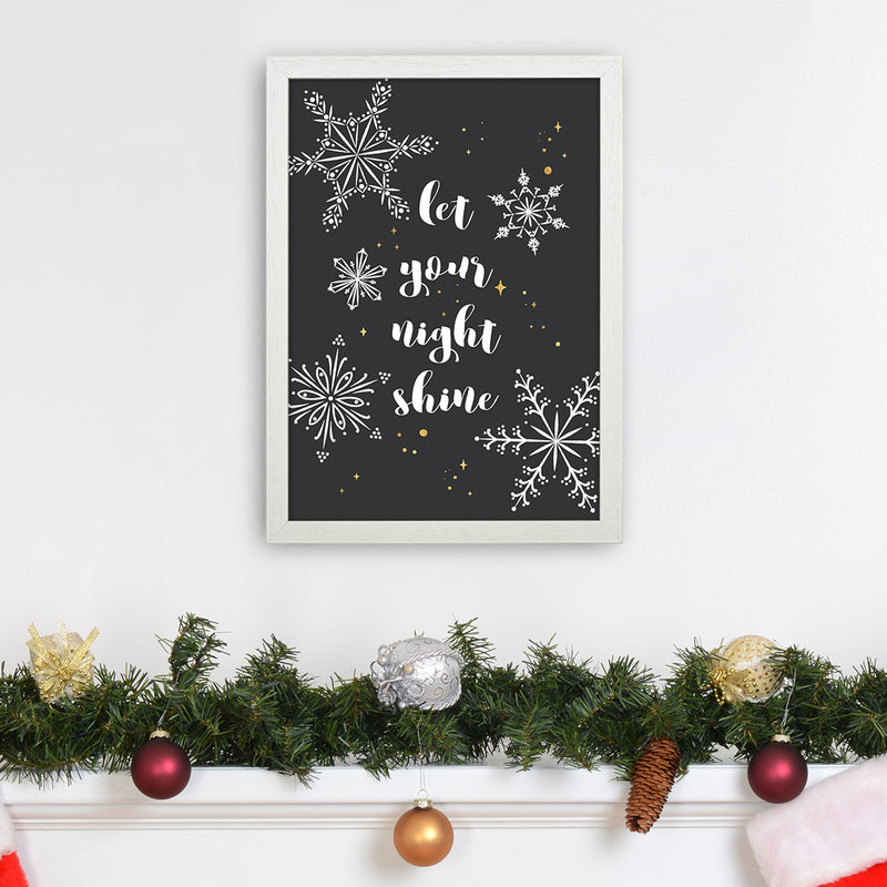 Shine Christmas Art Print by Kookiepixel A3 Oak Frame