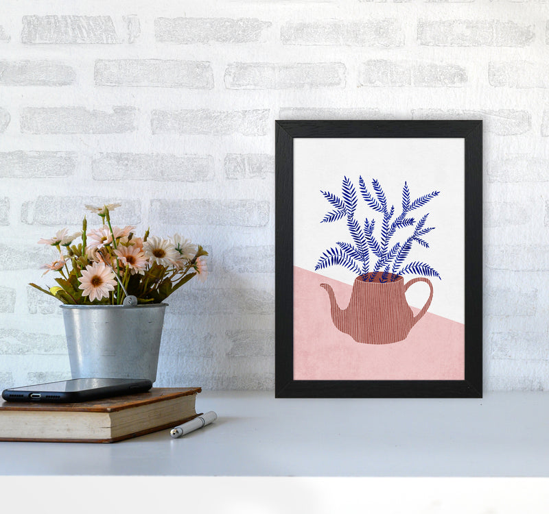 Teapot Planter Art Print by Kookiepixel A4 White Frame