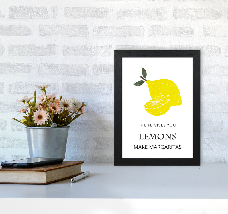 Lemons Make Margaritas Kitchen Art Print by Kookiepixel A4 White Frame