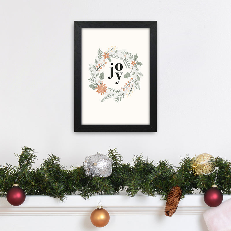 Joy Christmas wreath Christmas Art Print by Kookiepixel A4 White Frame