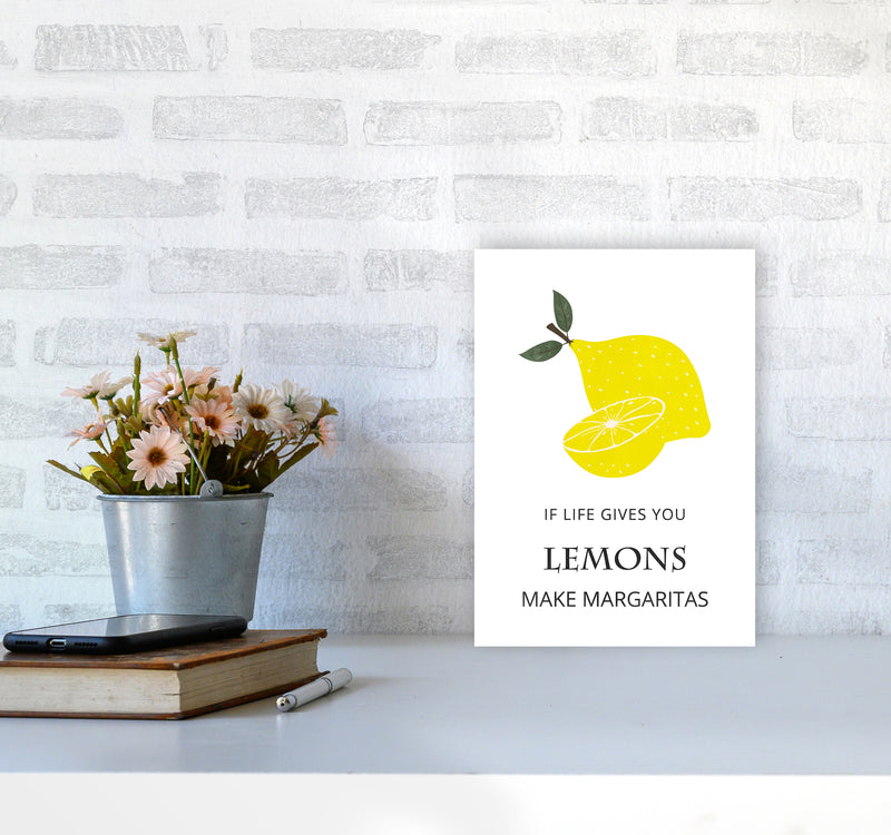 Lemons Make Margaritas Kitchen Art Print by Kookiepixel A4 Black Frame