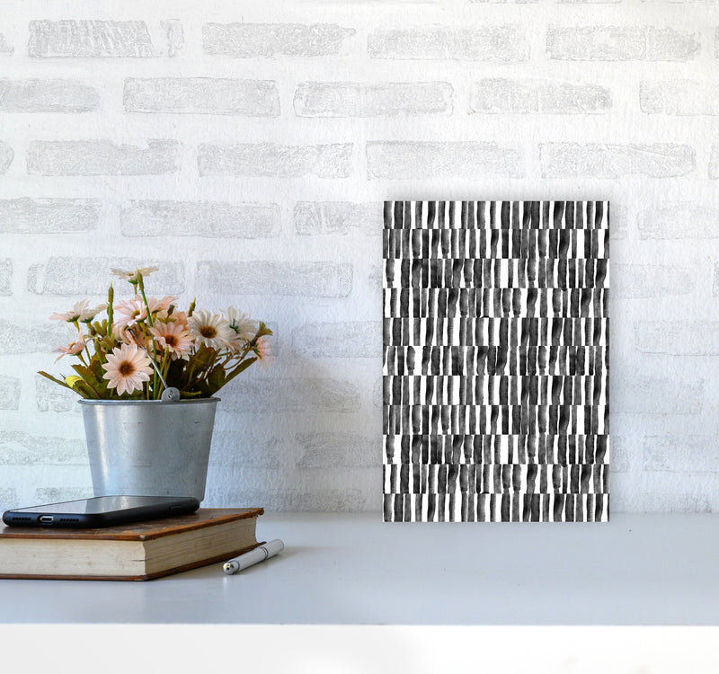 Abstract Strokes Art Print by Kookiepixel A4 Black Frame