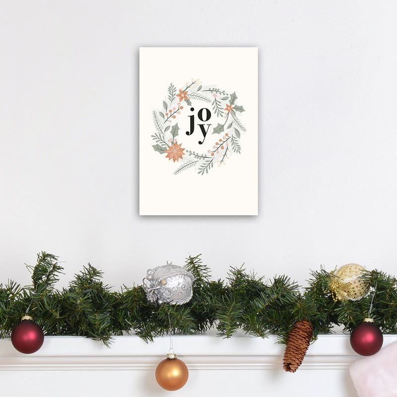 Joy Christmas wreath Christmas Art Print by Kookiepixel A4 Black Frame