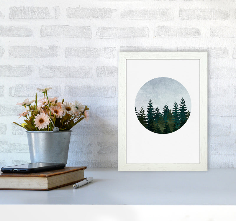Evergreen Forest Art Print by Kookiepixel A4 Oak Frame
