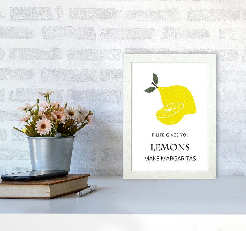 Lemons Make Margaritas Kitchen Art Print by Kookiepixel A4 Oak Frame