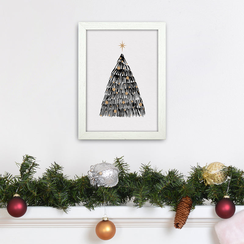 Christmas Tree Christmas Art Print by Kookiepixel A4 Oak Frame