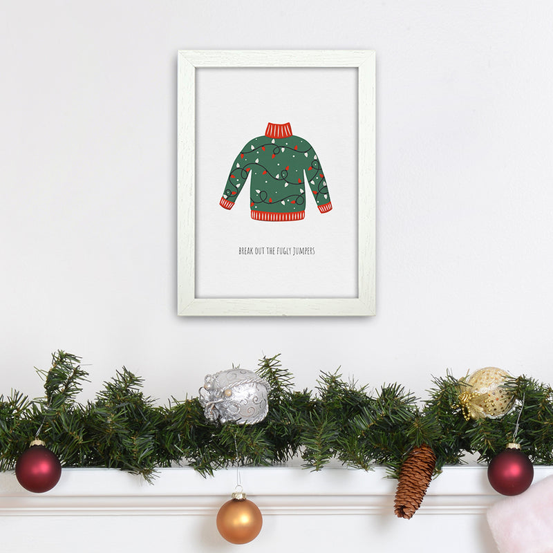 Fugly Jumpers Christmas Art Print by Kookiepixel A4 Oak Frame