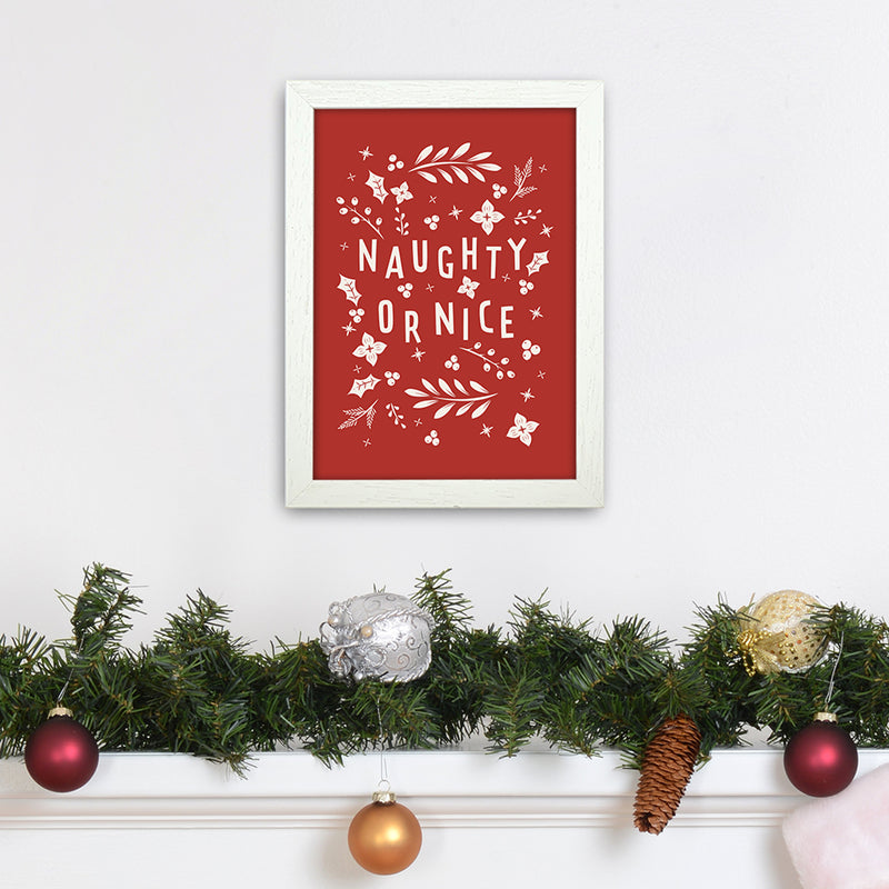 Naught or Nice Christmas Art Print by Kookiepixel A4 Oak Frame