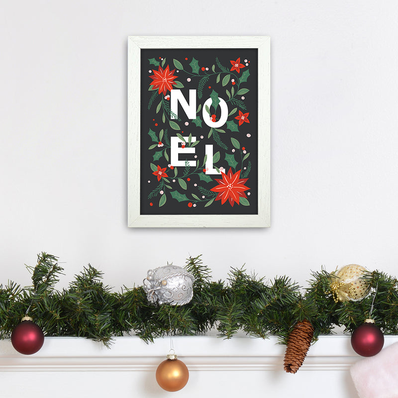 Noel Christmas Art Print by Kookiepixel A4 Oak Frame