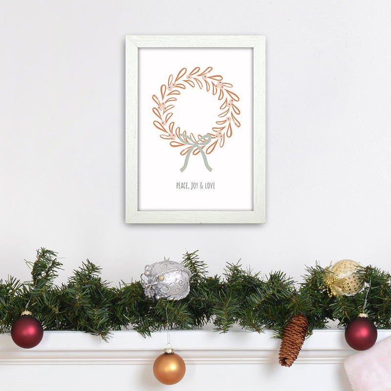 Peace joy love Christmas Art Print by Kookiepixel A4 Oak Frame