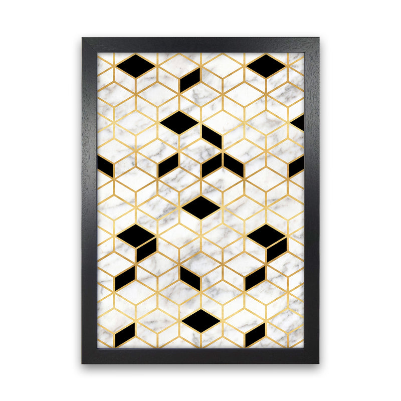 Marble Cubes Geometric Art Print by Kookiepixel Black Grain