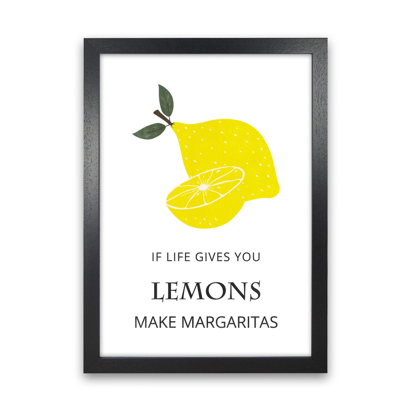 Lemons Make Margaritas Kitchen Art Print by Kookiepixel Black Grain