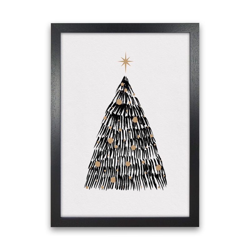 Christmas Tree Christmas Art Print by Kookiepixel Black Grain