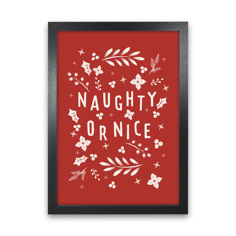Naught or Nice Christmas Art Print by Kookiepixel Black Grain