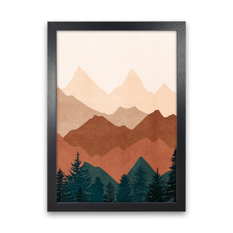 Sunset Peaks No 1 Landscape Art Print by Kookiepixel Black Grain