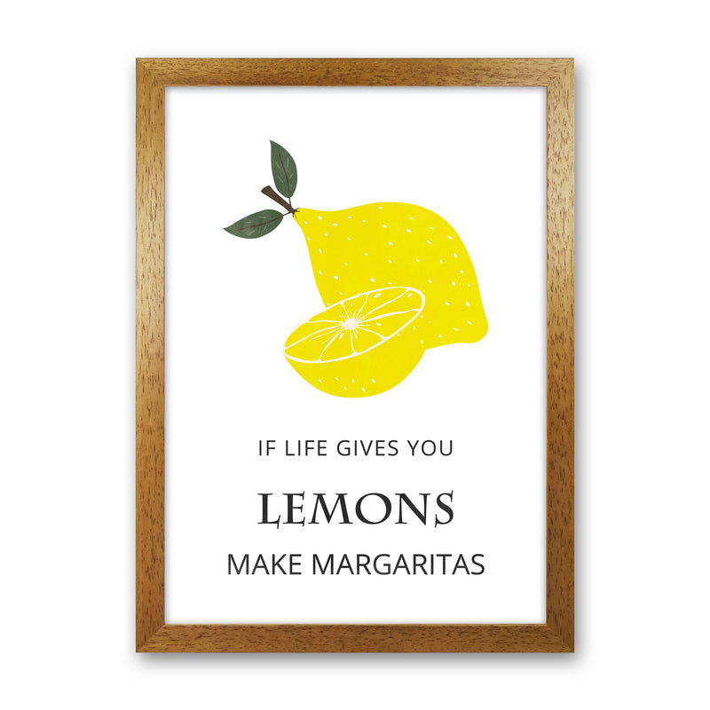Lemons Make Margaritas Kitchen Art Print by Kookiepixel Oak Grain