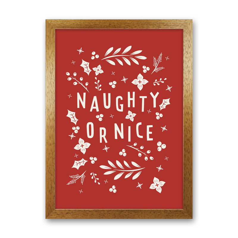 Naught or Nice Christmas Art Print by Kookiepixel Oak Grain