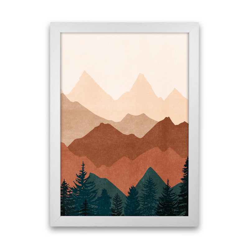 Sunset Peaks No 1 Landscape Art Print by Kookiepixel White Grain