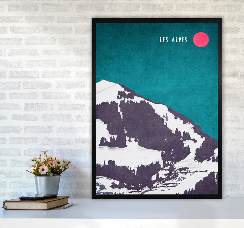 Les Alpes Vintage Art Print by Kubistika A1 White Frame