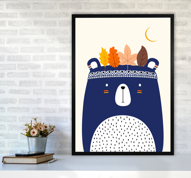 Little Cute Bear Nursery Art Print by Kubisitika A1 White Frame
