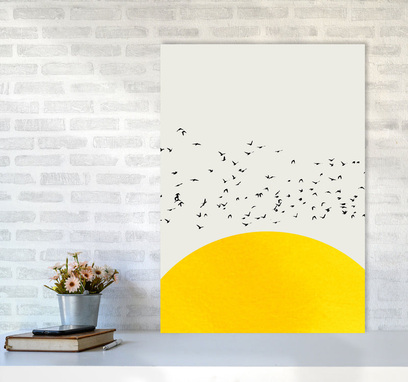 1000 Birds Modern Abstract Art Print by Kubistika A1 Black Frame