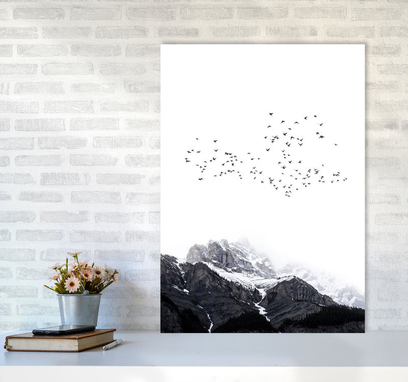 The Mountains Contemporary Landscape Art Print by Kubistika A1 Black Frame