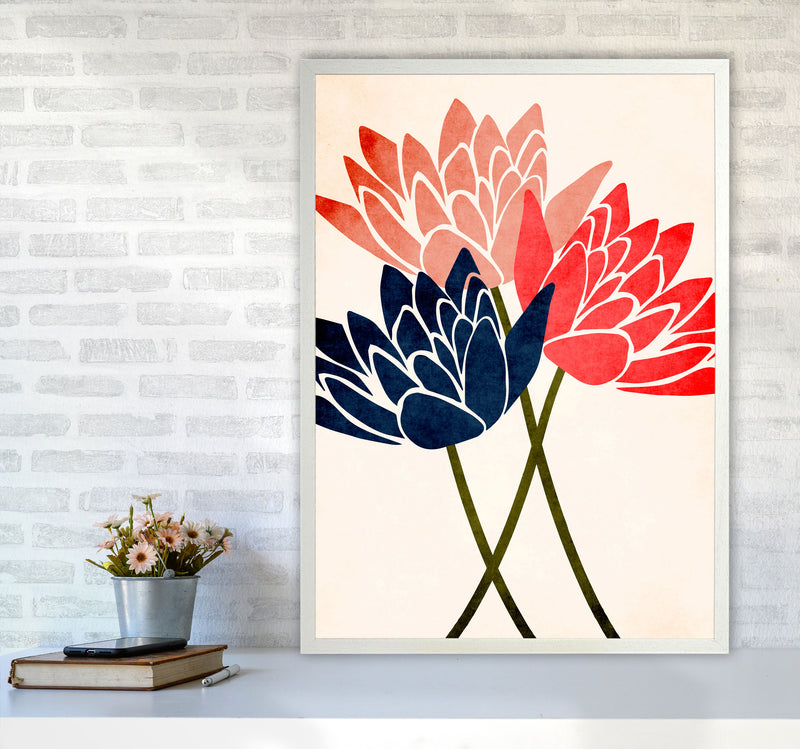 Three Blossoms Art Print by Kubistika A1 Oak Frame