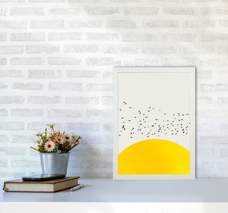 1000 Birds Modern Abstract Art Print by Kubistika A3 Oak Frame