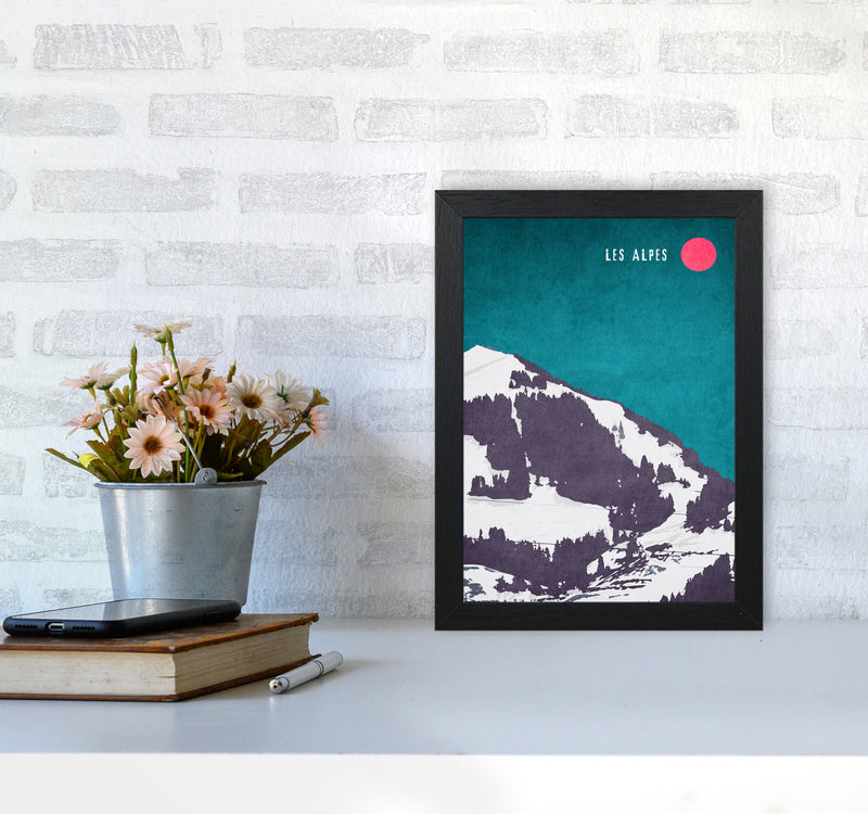 Les Alpes Vintage Art Print by Kubistika A4 White Frame
