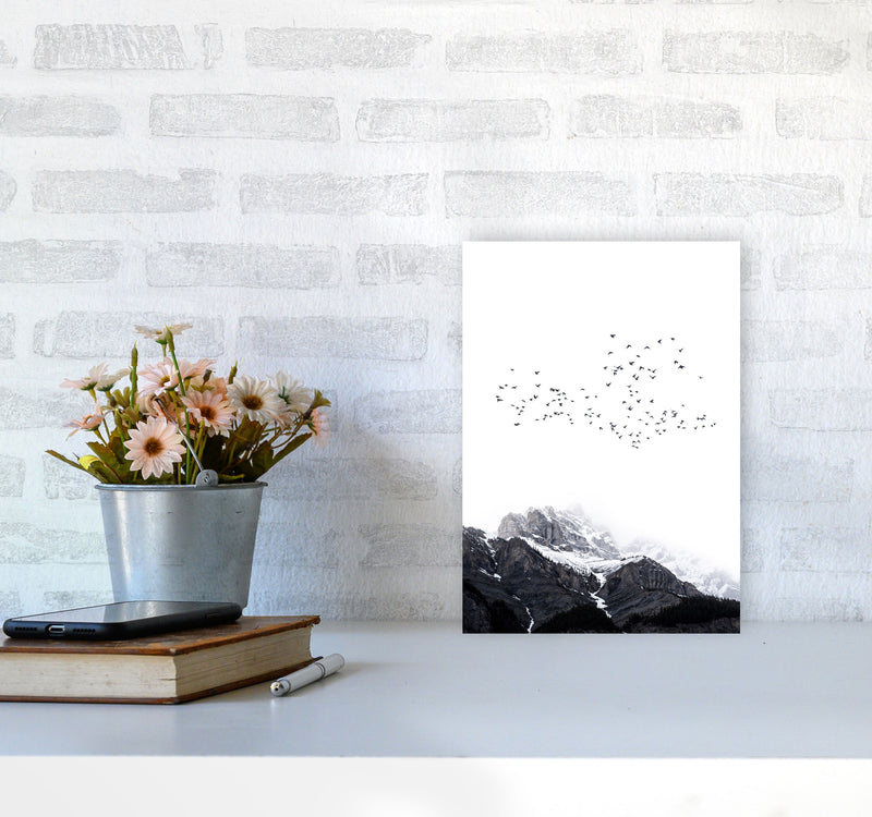 The Mountains Contemporary Landscape Art Print by Kubistika A4 Black Frame