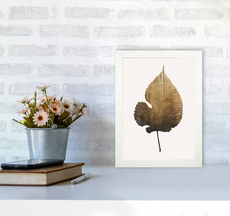 Golden leaf No Botanical Art Print by Kubistika A4 Oak Frame