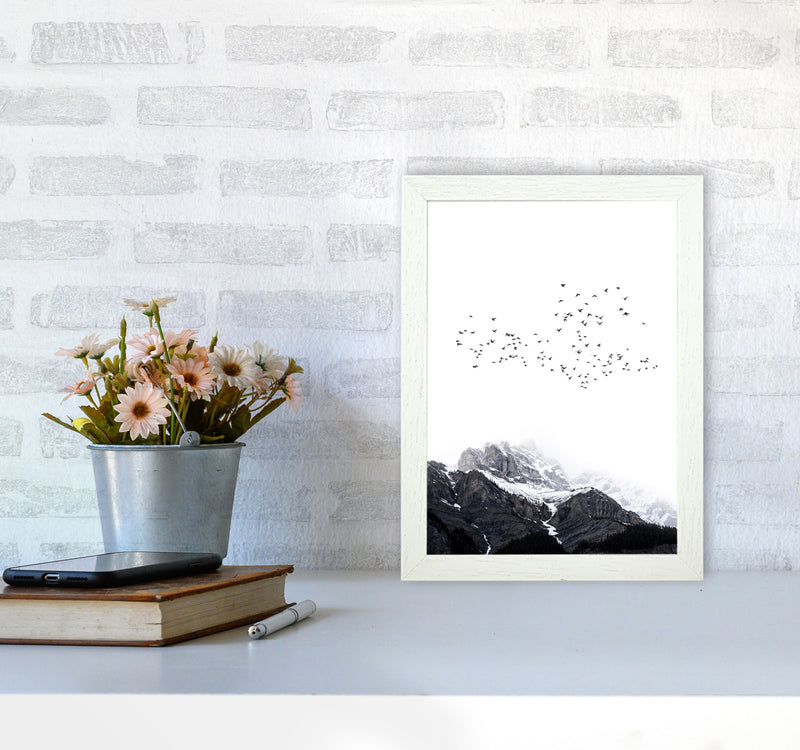 The Mountains Contemporary Landscape Art Print by Kubistika A4 Oak Frame