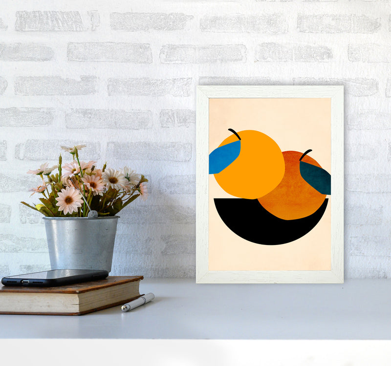 Two Oranges X Art Print by Kubistika A4 Oak Frame