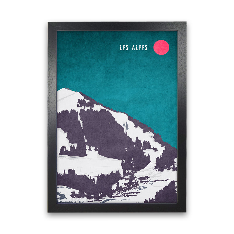 Les Alpes Vintage Art Print by Kubistika Black Grain