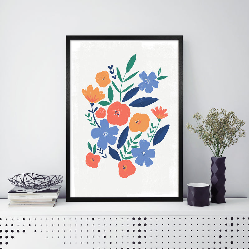 Laura Irwin Floral art print A1 Black with White Mount